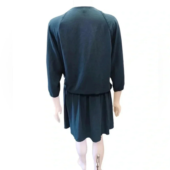 Aritzia Wilfred Drop Waist Faux Wrap Green Mini Dress Size Large - Picture 2 of 9